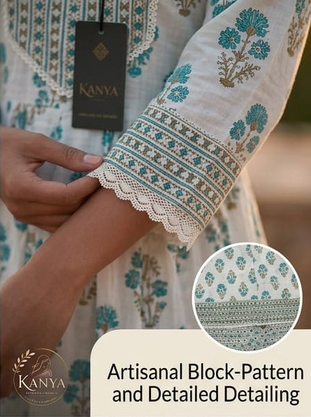 Long SLEEVE cotton blue Kurta