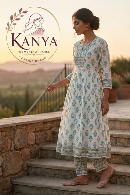 Long SLEEVE cotton blue Kurta