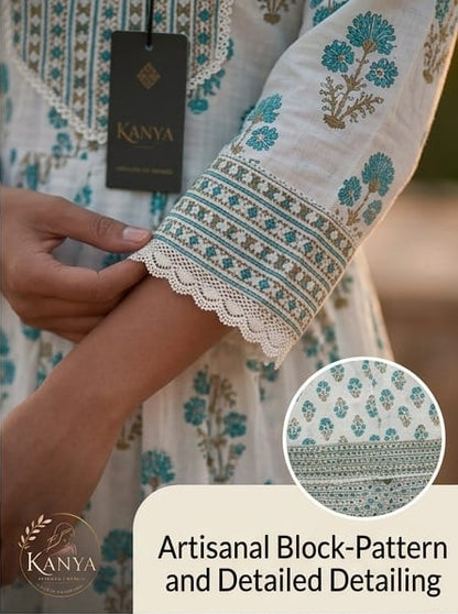 Long SLEEVE cotton blue Kurta