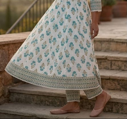 Long SLEEVE cotton blue Kurta
