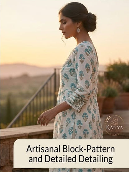 Long SLEEVE cotton blue Kurta